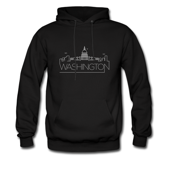 Washington DC Hoodie - Skyline Washington DC Crewneck Hooded Sweatshirt - black