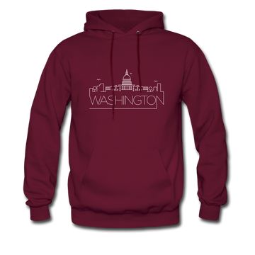 Washington DC Hoodie - Skyline Washington DC Crewneck Hooded Sweatshirt - burgundy