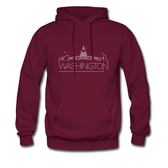 Washington DC Hoodie - Skyline Washington DC Crewneck Hooded Sweatshirt - burgundy