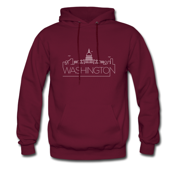 Washington DC Hoodie - Skyline Washington DC Crewneck Hooded Sweatshirt - burgundy