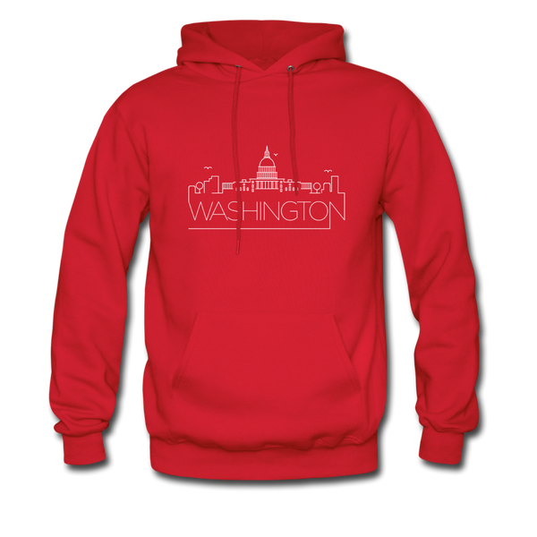 Washington DC Hoodie - Skyline Washington DC Crewneck Hooded Sweatshirt - red