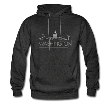 Washington DC Hoodie - Skyline Washington DC Crewneck Hooded Sweatshirt - charcoal gray
