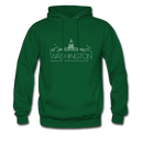 Washington DC Hoodie - Skyline Washington DC Crewneck Hooded Sweatshirt - forest green