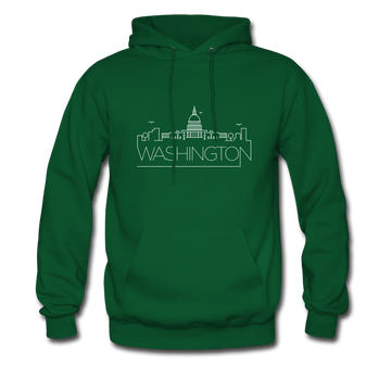 Washington DC Hoodie - Skyline Washington DC Crewneck Hooded Sweatshirt - forest green
