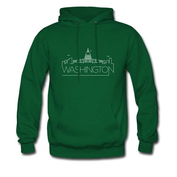 Washington DC Hoodie - Skyline Washington DC Crewneck Hooded Sweatshirt - forest green