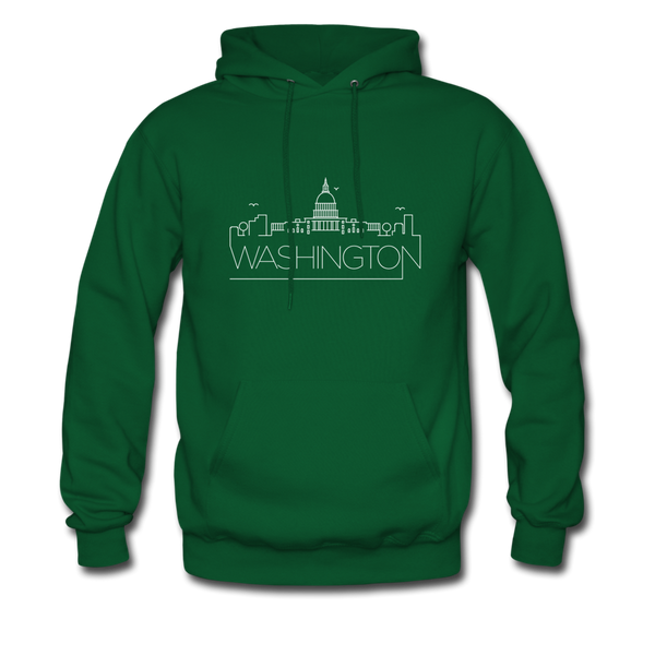 Washington DC Hoodie - Skyline Washington DC Crewneck Hooded Sweatshirt - forest green