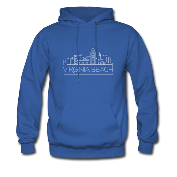 Virginia Beach, Virginia Hoodie - Skyline Virginia Beach Crewneck Hooded Sweatshirt - royal blue
