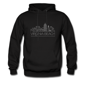 Virginia Beach, Virginia Hoodie - Skyline Virginia Beach Crewneck Hooded Sweatshirt - black
