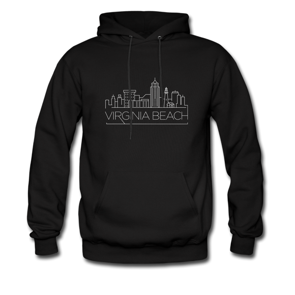 Virginia Beach, Virginia Hoodie - Skyline Virginia Beach Crewneck Hooded Sweatshirt - black