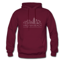 Virginia Beach, Virginia Hoodie - Skyline Virginia Beach Crewneck Hooded Sweatshirt - burgundy