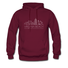 Virginia Beach, Virginia Hoodie - Skyline Virginia Beach Crewneck Hooded Sweatshirt - burgundy