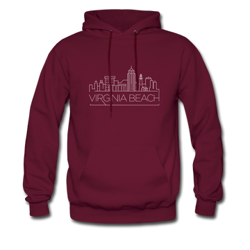 Virginia Beach, Virginia Hoodie - Skyline Virginia Beach Crewneck Hooded Sweatshirt - burgundy