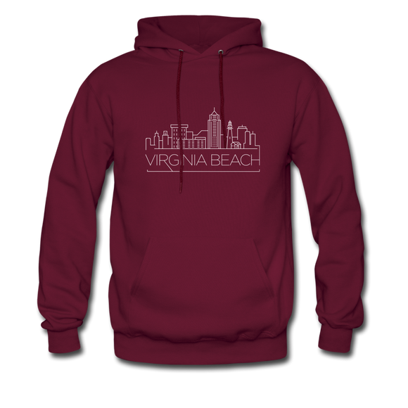 Virginia Beach, Virginia Hoodie - Skyline Virginia Beach Crewneck Hooded Sweatshirt - burgundy