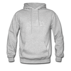Virginia Beach, Virginia Hoodie - Skyline Virginia Beach Crewneck Hooded Sweatshirt - heather gray