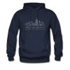 Virginia Beach, Virginia Hoodie - Skyline Virginia Beach Crewneck Hooded Sweatshirt - navy