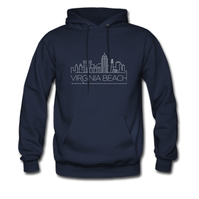 Virginia Beach, Virginia Hoodie - Skyline Virginia Beach Crewneck Hooded Sweatshirt - navy
