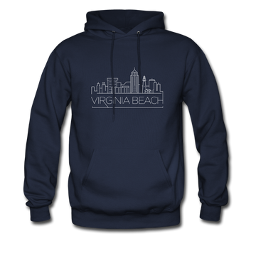 Virginia Beach, Virginia Hoodie - Skyline Virginia Beach Crewneck Hooded Sweatshirt - navy