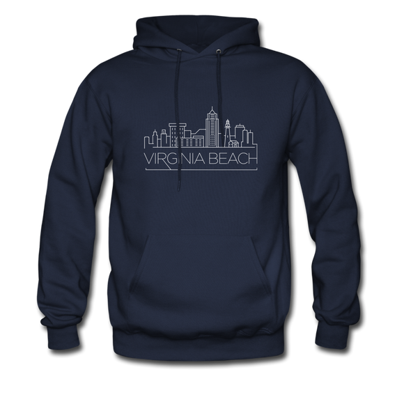 Virginia Beach, Virginia Hoodie - Skyline Virginia Beach Crewneck Hooded Sweatshirt - navy