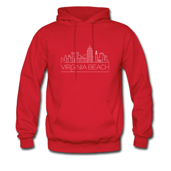 Virginia Beach, Virginia Hoodie - Skyline Virginia Beach Crewneck Hooded Sweatshirt - red