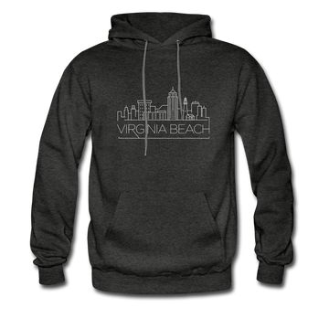 Virginia Beach, Virginia Hoodie - Skyline Virginia Beach Crewneck Hooded Sweatshirt - charcoal gray