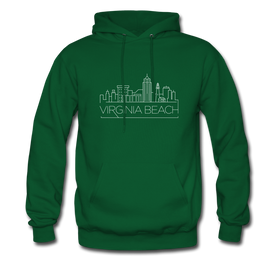 Virginia Beach, Virginia Hoodie - Skyline Virginia Beach Crewneck Hooded Sweatshirt - forest green