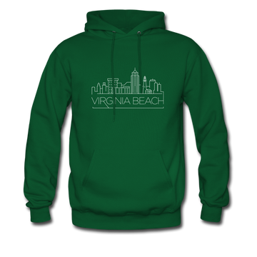 Virginia Beach, Virginia Hoodie - Skyline Virginia Beach Crewneck Hooded Sweatshirt - forest green