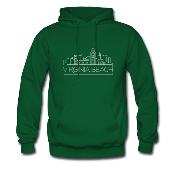 Virginia Beach, Virginia Hoodie - Skyline Virginia Beach Crewneck Hooded Sweatshirt - forest green
