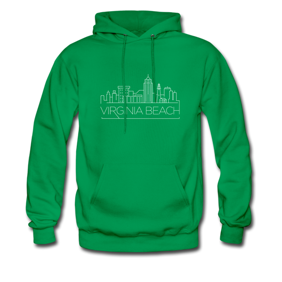 Virginia Beach, Virginia Hoodie - Skyline Virginia Beach Crewneck Hooded Sweatshirt - kelly green