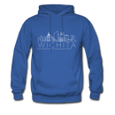 Wichita, Kansas Hoodie - Skyline Wichita Crewneck Hooded Sweatshirt - royal blue
