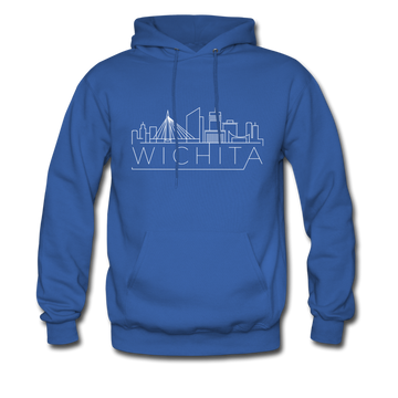 Wichita, Kansas Hoodie - Skyline Wichita Crewneck Hooded Sweatshirt - royal blue