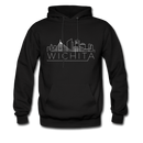Wichita, Kansas Hoodie - Skyline Wichita Crewneck Hooded Sweatshirt - black