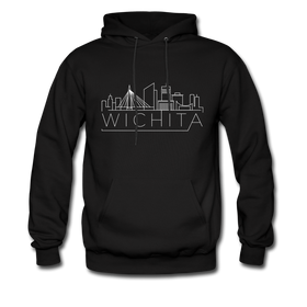 Wichita, Kansas Hoodie - Skyline Wichita Crewneck Hooded Sweatshirt - black