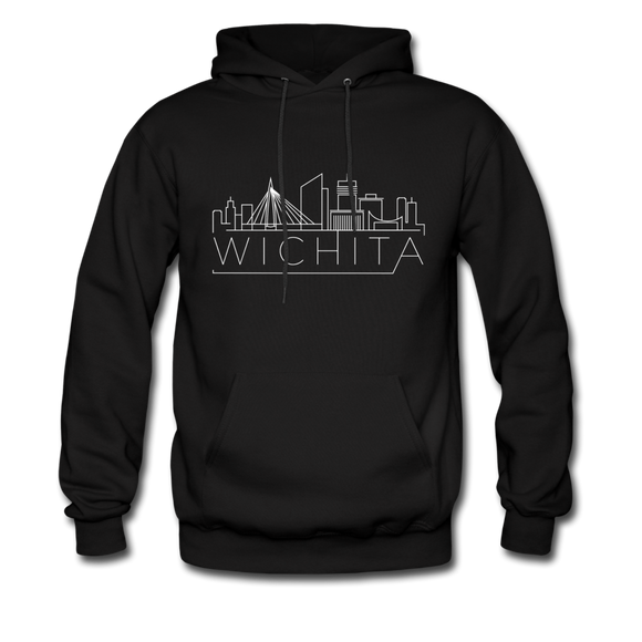 Wichita, Kansas Hoodie - Skyline Wichita Crewneck Hooded Sweatshirt - black