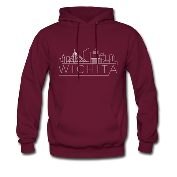 Wichita, Kansas Hoodie - Skyline Wichita Crewneck Hooded Sweatshirt - burgundy
