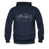 Wichita, Kansas Hoodie - Skyline Wichita Crewneck Hooded Sweatshirt - navy