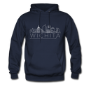 Wichita, Kansas Hoodie - Skyline Wichita Crewneck Hooded Sweatshirt - navy