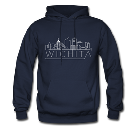 Wichita, Kansas Hoodie - Skyline Wichita Crewneck Hooded Sweatshirt - navy