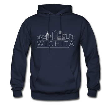Wichita, Kansas Hoodie - Skyline Wichita Crewneck Hooded Sweatshirt - navy
