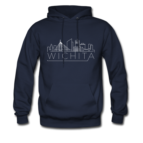 Wichita, Kansas Hoodie - Skyline Wichita Crewneck Hooded Sweatshirt - navy