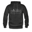 Wichita, Kansas Hoodie - Skyline Wichita Crewneck Hooded Sweatshirt - charcoal gray