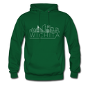 Wichita, Kansas Hoodie - Skyline Wichita Crewneck Hooded Sweatshirt - forest green