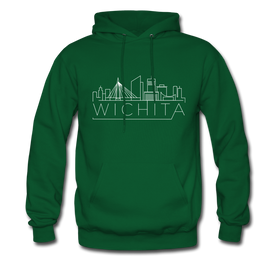 Wichita, Kansas Hoodie - Skyline Wichita Crewneck Hooded Sweatshirt - forest green