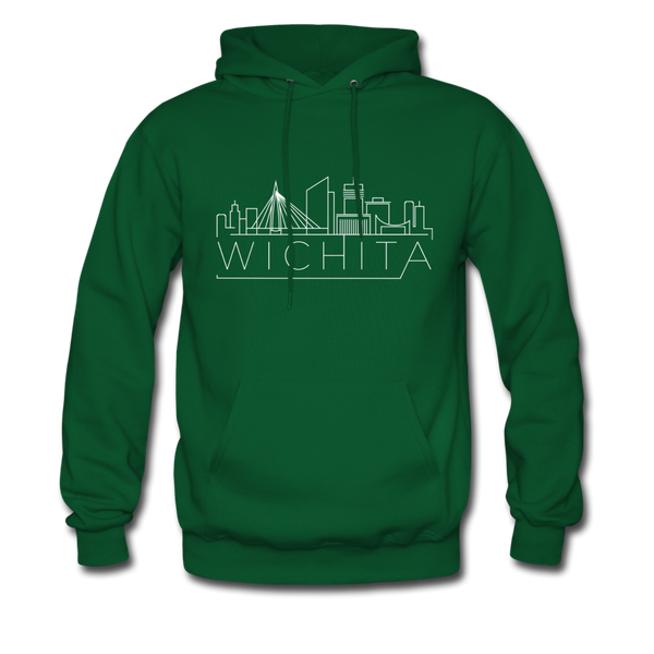Wichita, Kansas Hoodie - Skyline Wichita Crewneck Hooded Sweatshirt - forest green