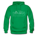 Wichita, Kansas Hoodie - Skyline Wichita Crewneck Hooded Sweatshirt - kelly green