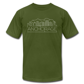 Anchorage, Alaska T-Shirt - Skyline Unisex Anchorage T Shirt - olive