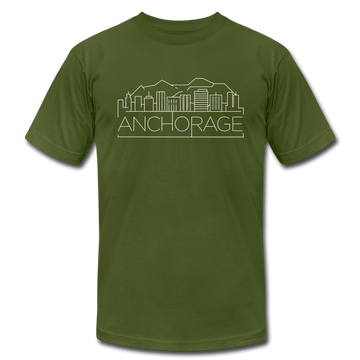 Anchorage, Alaska T-Shirt - Skyline Unisex Anchorage T Shirt - olive