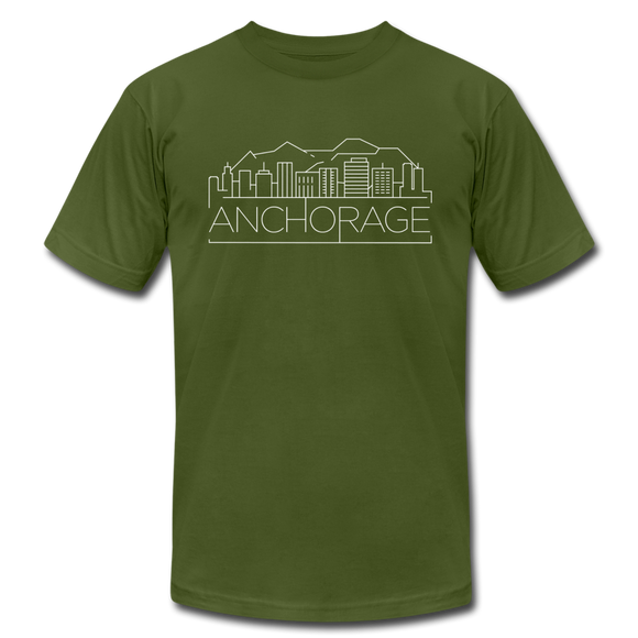 Anchorage, Alaska T-Shirt - Skyline Unisex Anchorage T Shirt - olive