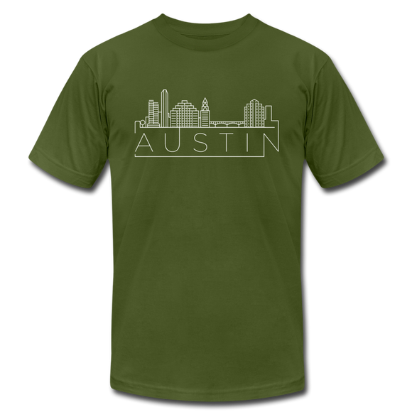Austin, Texas T-Shirt - Skyline Unisex Austin T Shirt - olive