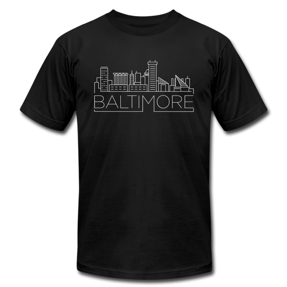 Baltimore, Maryland T-Shirt - Skyline Unisex Baltimore T Shirt - black