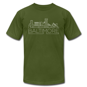 Baltimore, Maryland T-Shirt - Skyline Unisex Baltimore T Shirt - olive